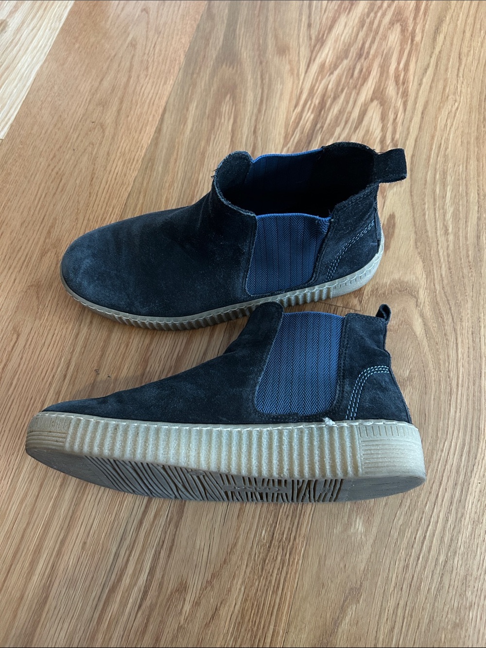 Gabor Navy Suede Slip-On Chelsea Shoe with Tan Sole